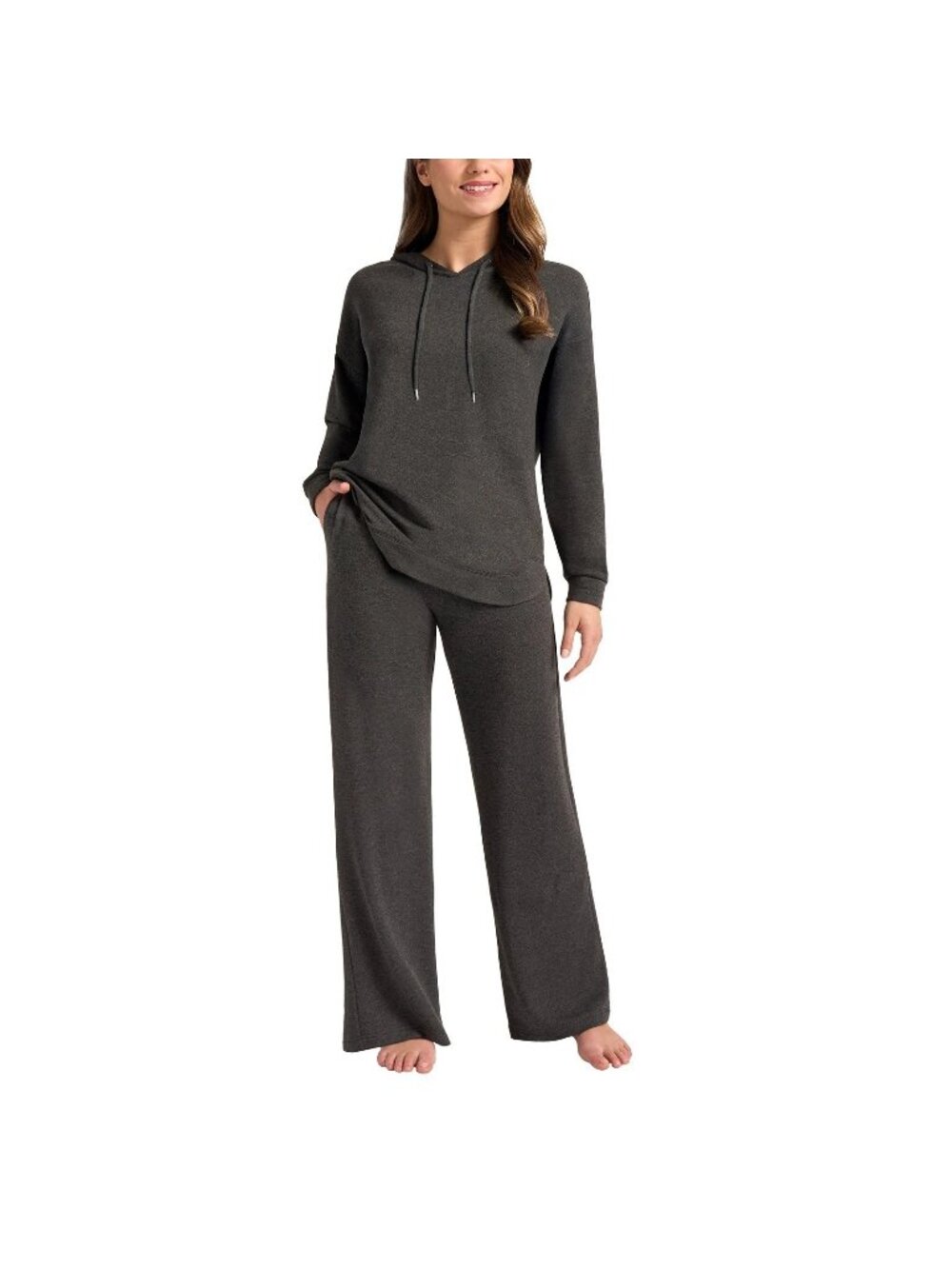NWT Max & Mia Women's XL Heather Charcoal Lounge Set Hoodie & Pants J1936